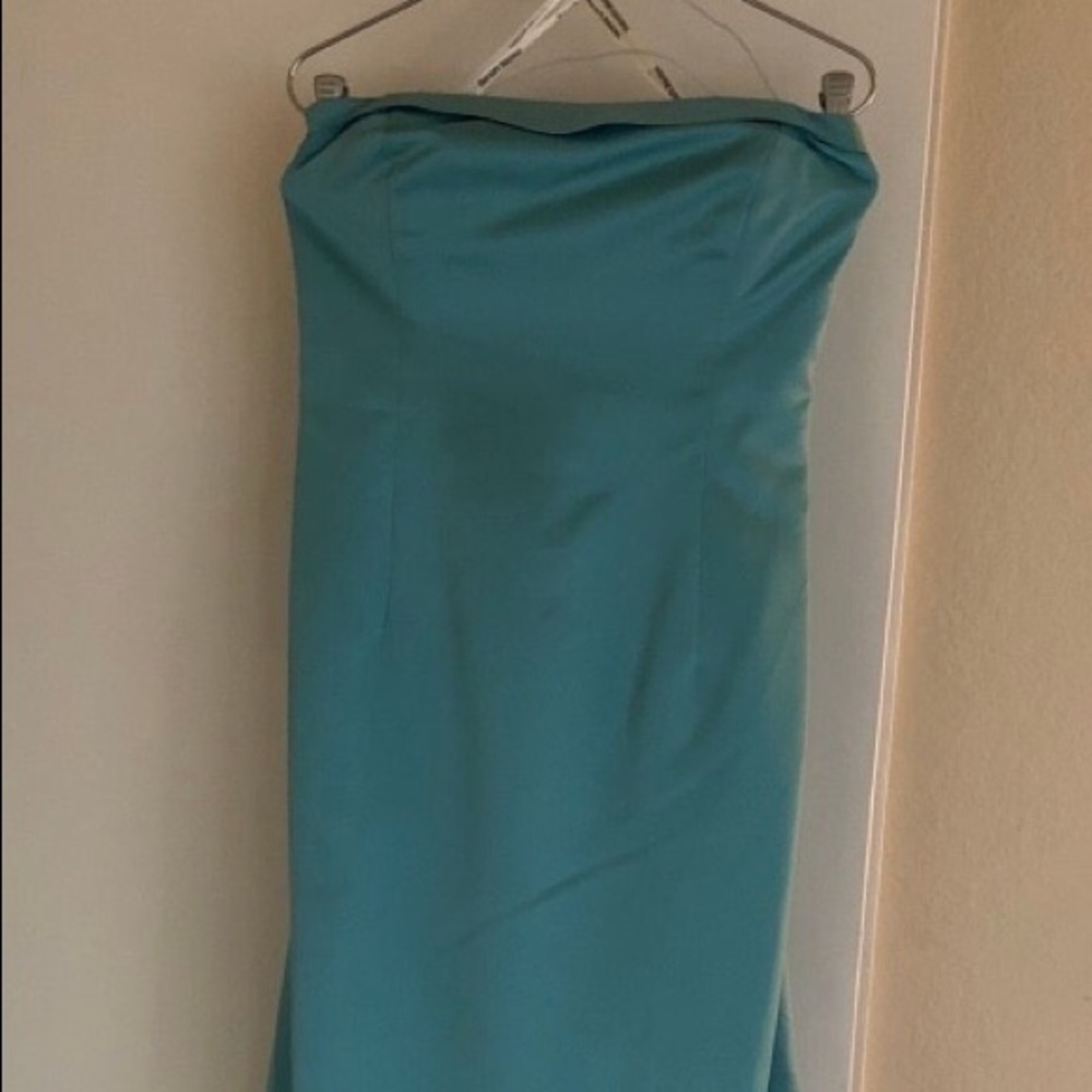 David’s Bridal aqua colored formal dress